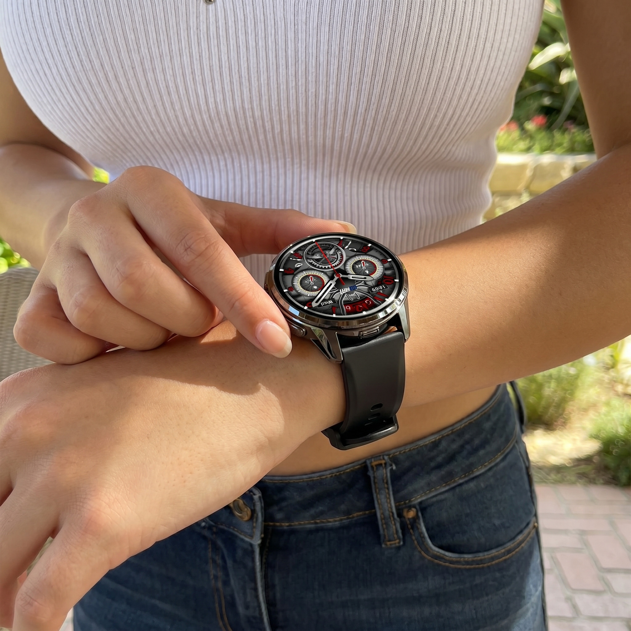 LOKMAT APPLLP 3 Okosóra, 1,6 hüvelykes AMOLED HD kijelző, SIM-kártya támogatás, 3GB+32GB memória, GPS és WiFi kapcsolat, Android okosóra, egészségfigyelés és fitnesz tracker – Fekete