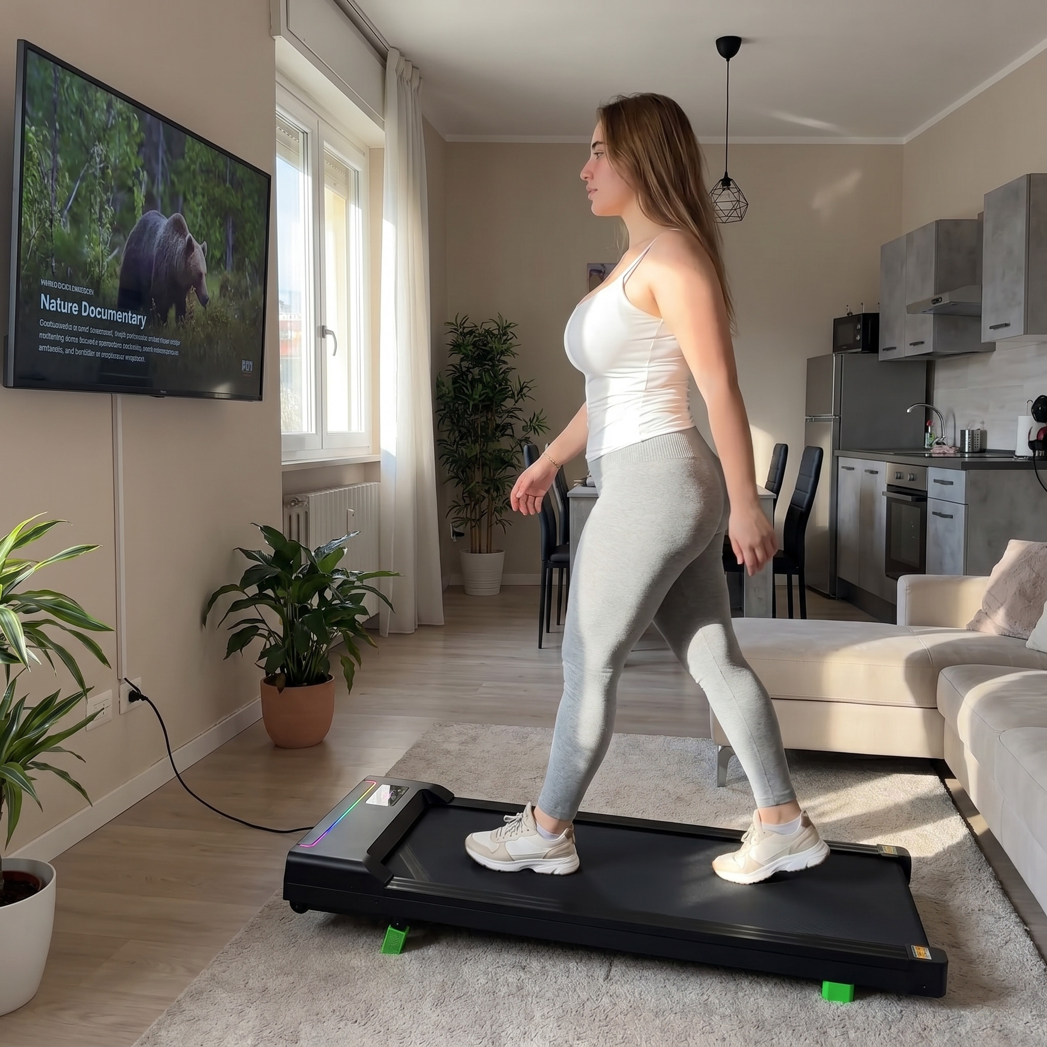 Akluer P03-B kefe nélküli futópad 6%-os dőlésszöggel, 2,5 LE-s csendes motorral, 0,97–6,44km/h sebességgel, 38x88 cm-es futófelülettel, 150 kg-os maximális terhelhetőséggel, LED kijelzővel és kettős távirányítóval.